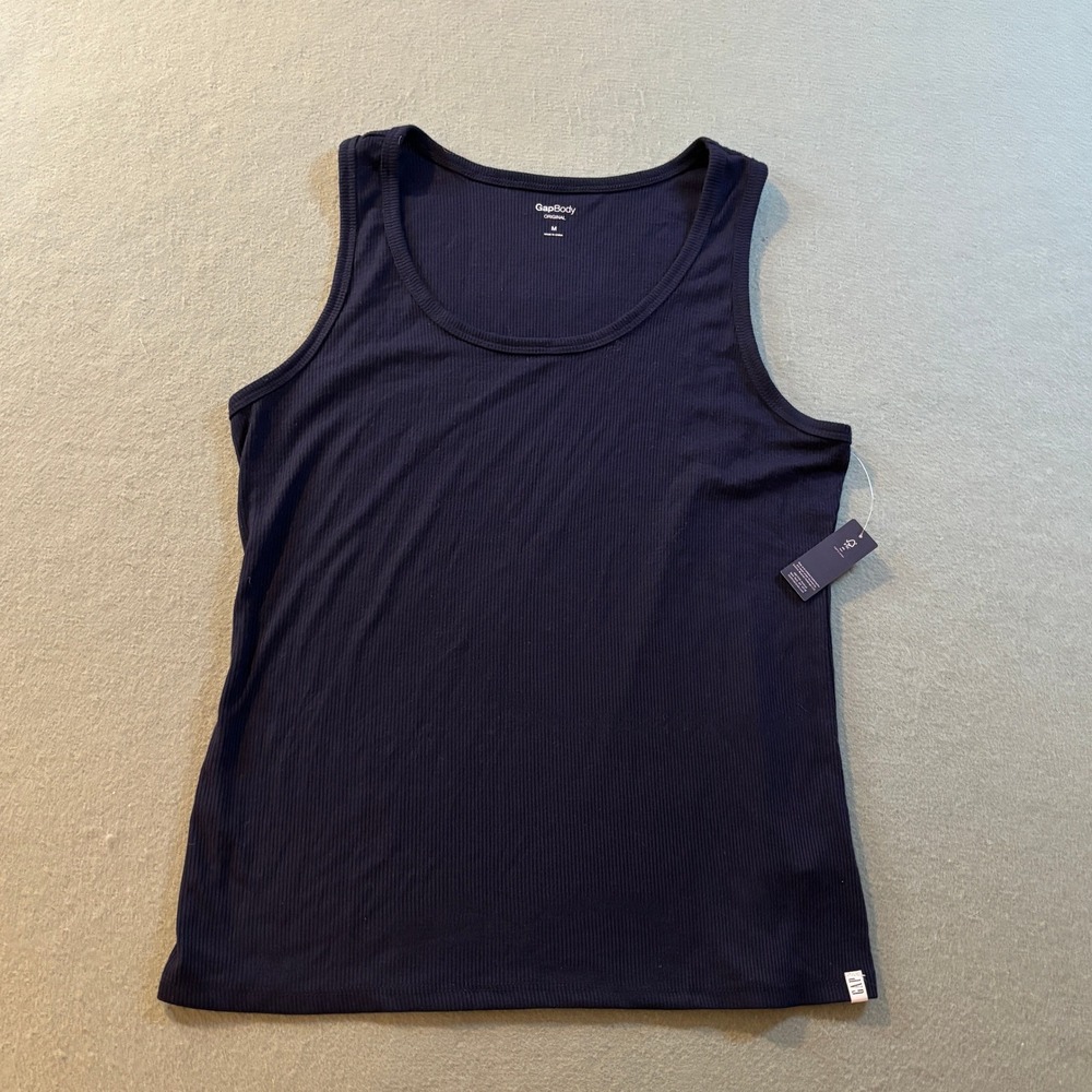NWT GapBody Original Ribbed Tank Top Womens M Navy Scoop Neck Sleepwear Lounge